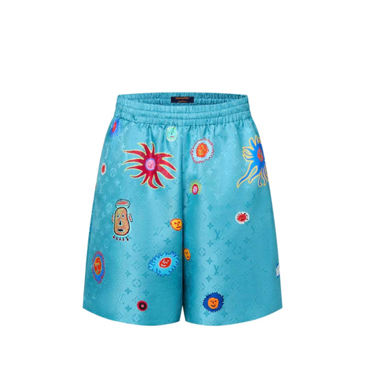 Louis Vuitton Yayoi Kusama Faces Monogram Silk Shorts Blue