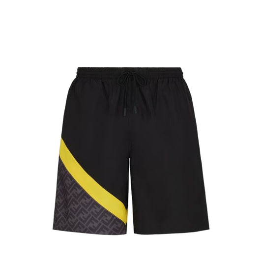 Fendi FF Monogram Swim Shorts Black/Yellow/Brown