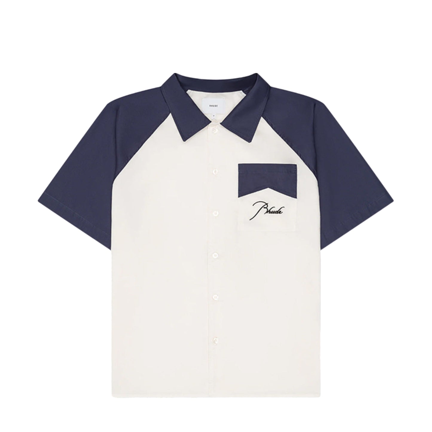 Rhude Raglan Poplin Button Up Shirt White/Blue