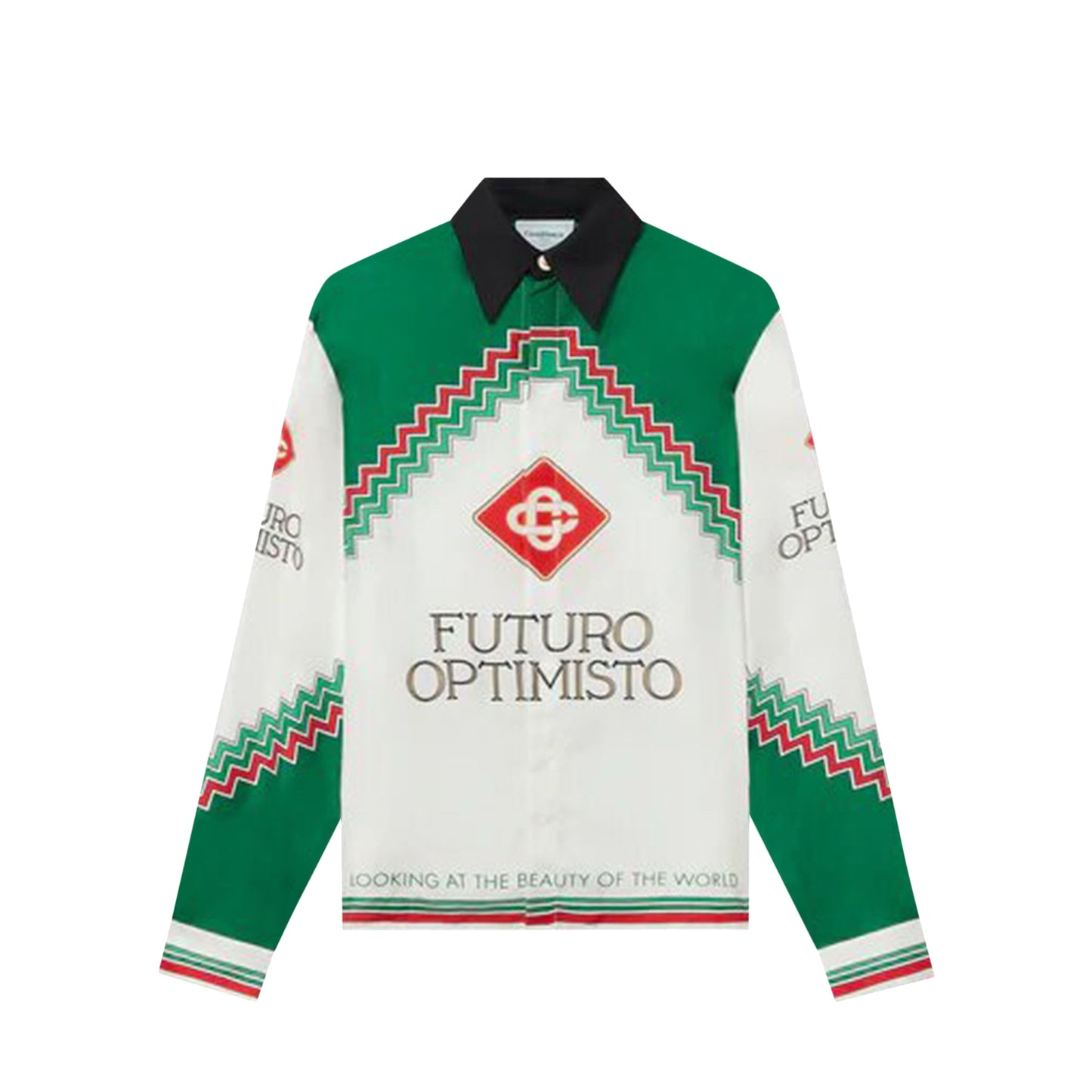 Casablanca Long-Sleeve Silk Shirt Futuro Optimisto