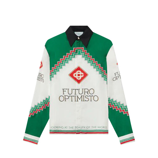 Casablanca Long-Sleeve Silk Shirt Futuro Optimisto