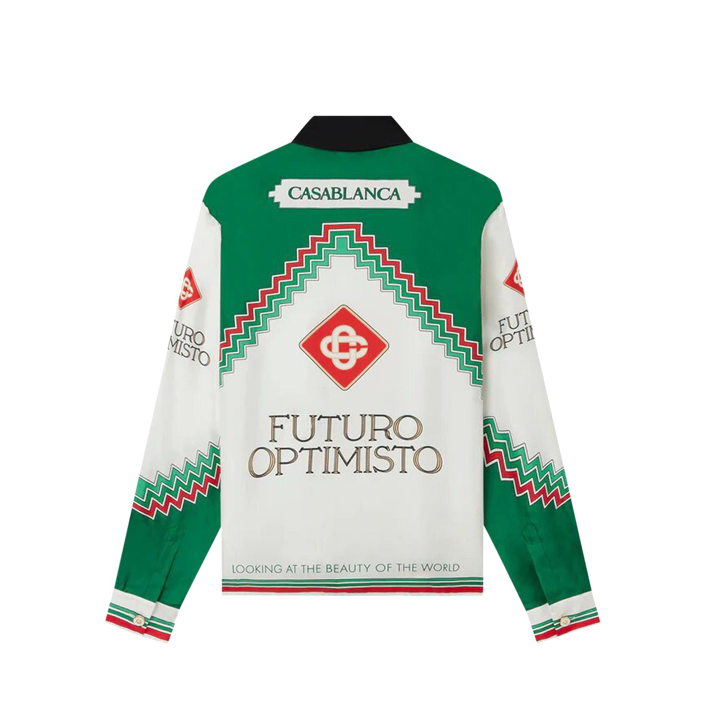 Casablanca Long-Sleeve Silk Shirt Futuro Optimisto