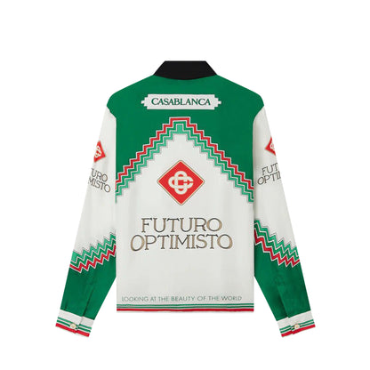 Casablanca Long-Sleeve Silk Shirt Futuro Optimisto
