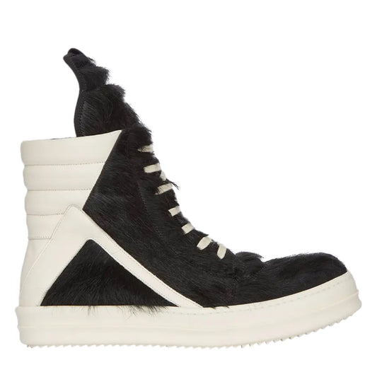 Rick Owens Lido Runway Geobasket High Sneakers Black Milk
