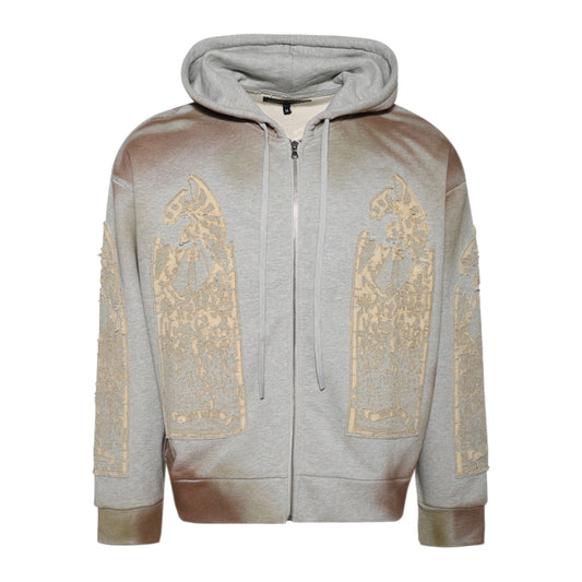 Who Decides War Signature Mechanic ZIP UP Hoodie Vintage GREY