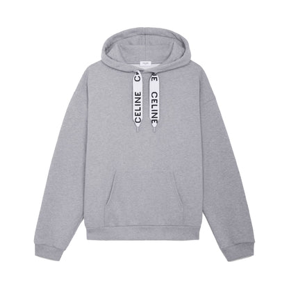 Celine Loose Hoodie In Cotton Fleece Light Grey