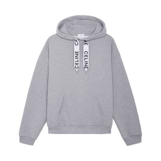 Celine Loose Hoodie In Cotton Fleece Light Grey