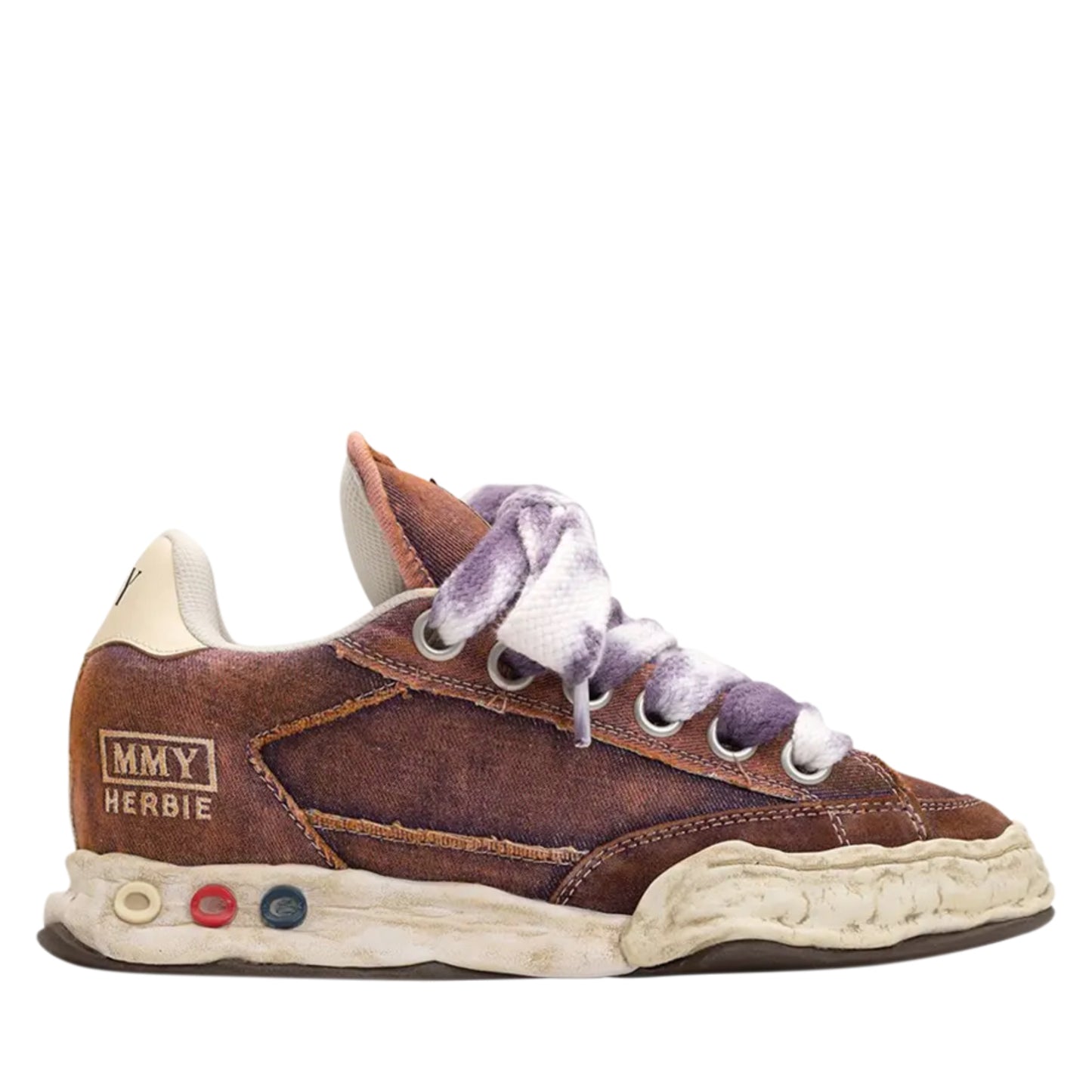 Maison Mihara Yasuhiro Herbie Puffer OG Sole Washed Denim Low Top Sneakers Purple