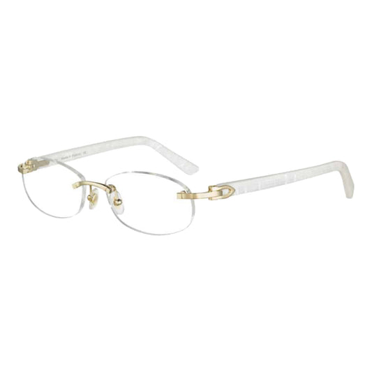 Cartier Clear Rimless Oval Acetate Eyeglasses White/Gold (CT0056O-002)