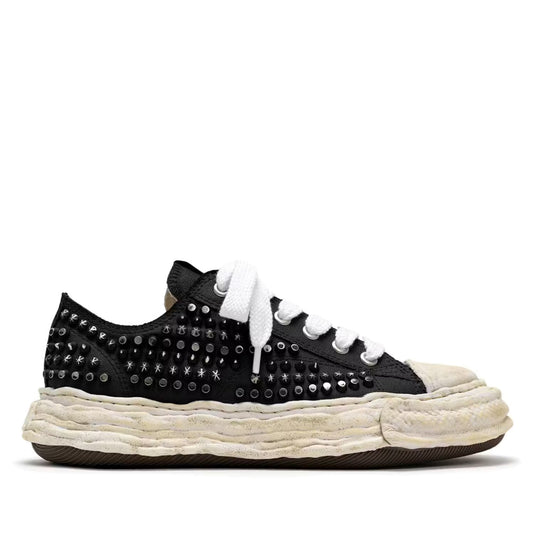 Maison Mihara Yasuhiro Peterson 23 OG Sole Studded Canvas Low Top Sneakers Black White