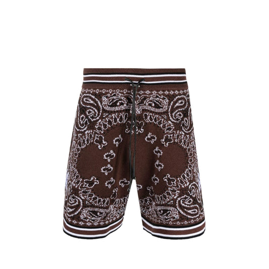 Amiri Bandana Crochet Basketball Shorts Dark Brown