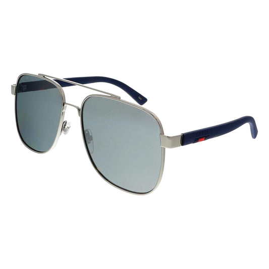 Gucci Aviator Sunglasses Silver/Blue (GG0422)