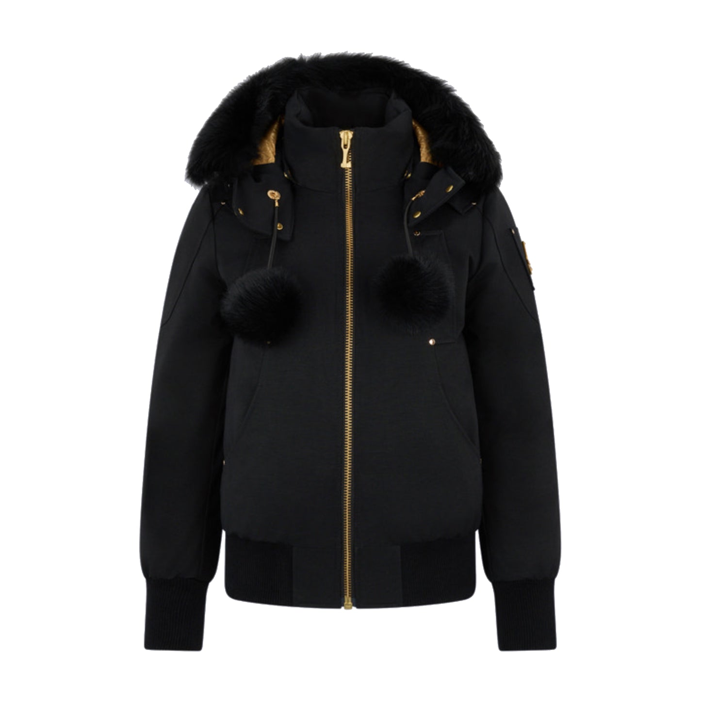 Moose Knuckles Gold Series Original Sainte Flavie Shearling Trim Bomber Jacket Black/Black