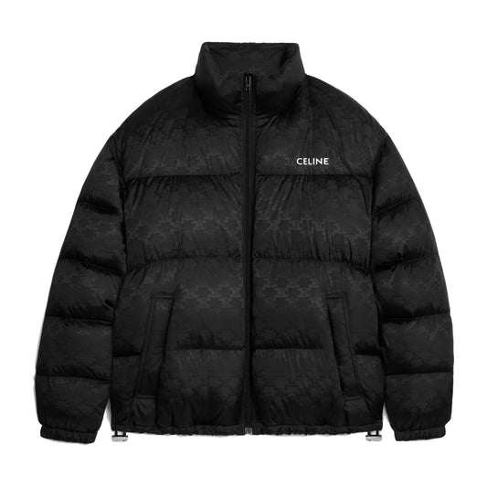 Celine Puffer Jacket in Monogram Jacquard Nylon Black