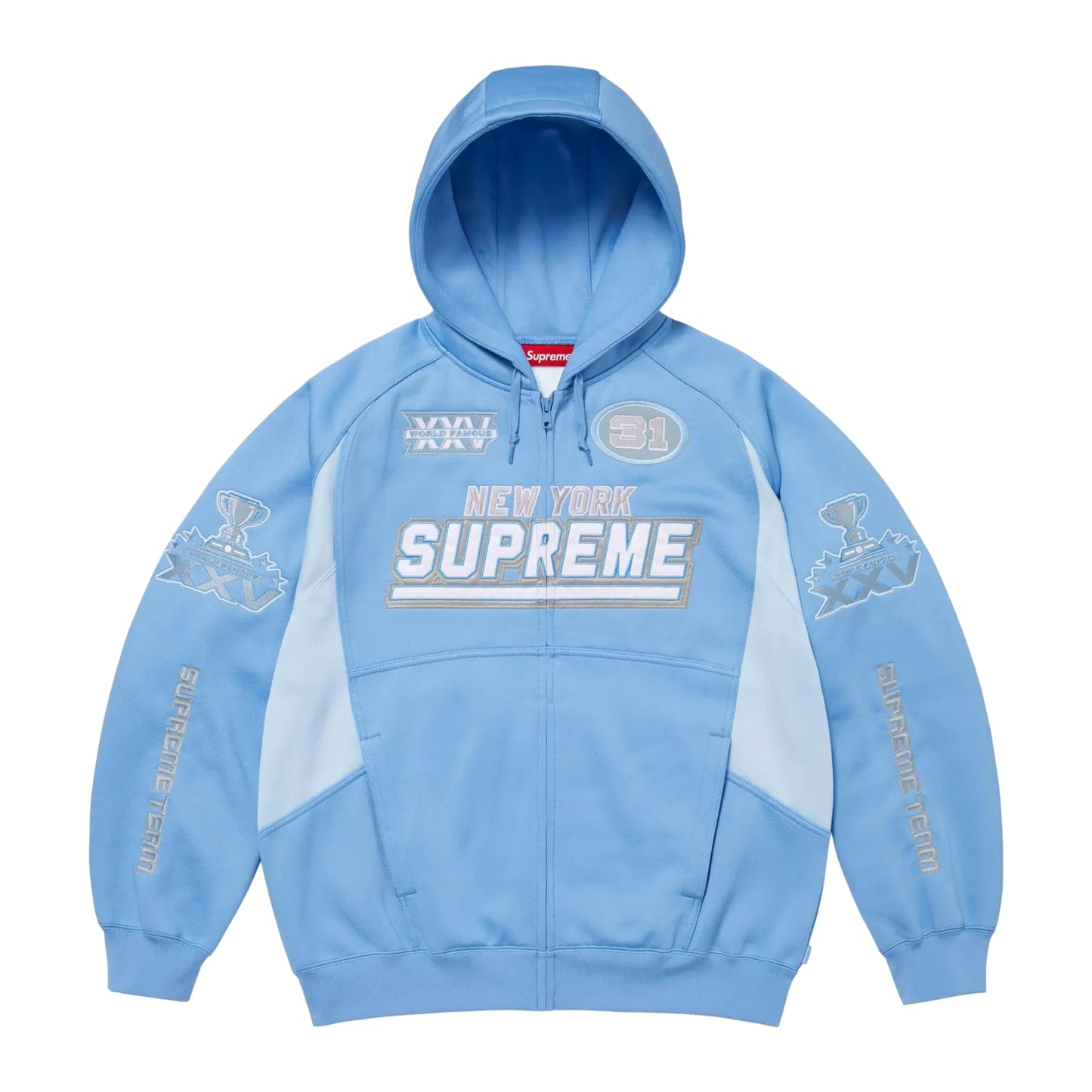 Supreme Football Zip Up Hooded Sweatshirt (FW25) Light Blue