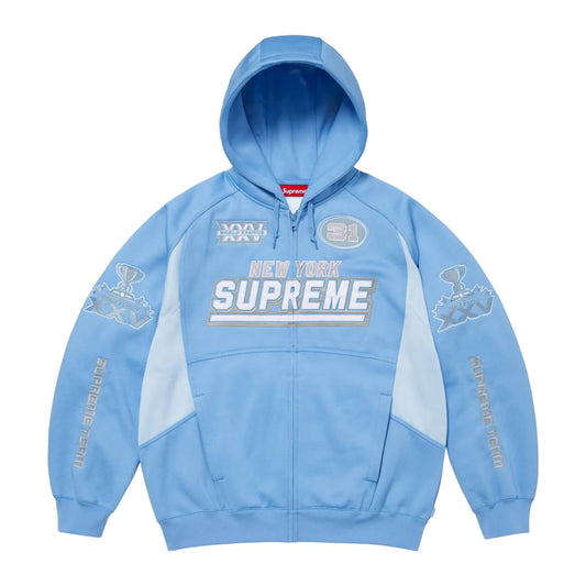 Supreme Football Zip Up Hooded Sweatshirt (FW25) Light Blue