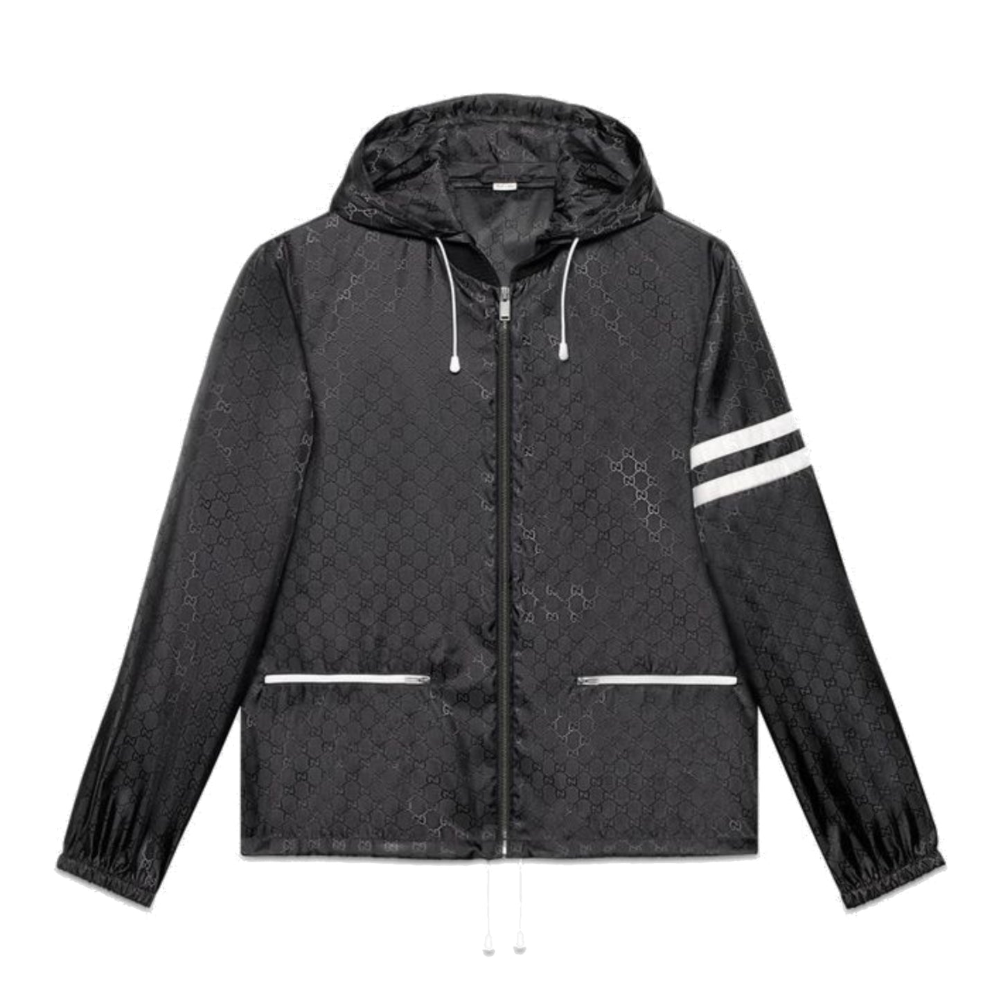 Gucci GG Monogram Stripes Nylon Jacket Black