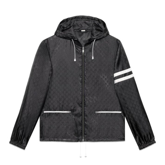 Gucci GG Monogram Stripes Nylon Jacket Black