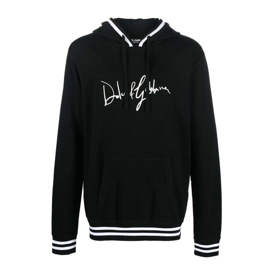 Dolce & Gabbana Logo-Print Detail Drawstring Hoodie Black