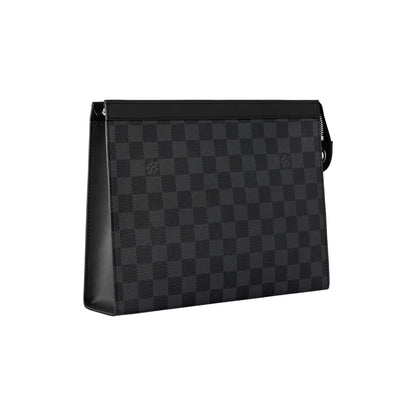 Louis Vuitton Monogram Pochette Voyage MM Damier Graphite Canvas Bag Black