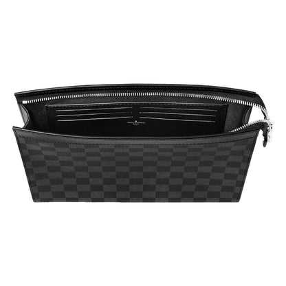 Louis Vuitton Monogram Pochette Voyage MM Damier Graphite Canvas Bag Black