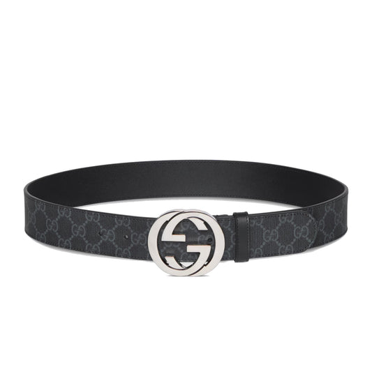 Gucci Interlocking G Buckle GG Supreme Canvas Belt Black (Size 85/34)