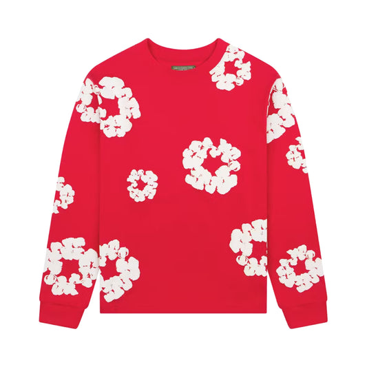 Denim Tears Long Sleeve Cotton Wreath T-Shirt Red