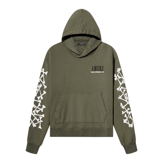 Amiri Bones Pullover Hoodie Olive