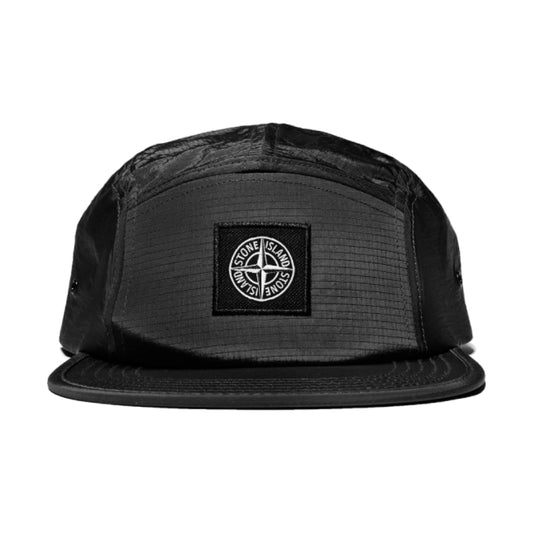 Stone Island Nylon 5 Panel Grid Cap Black