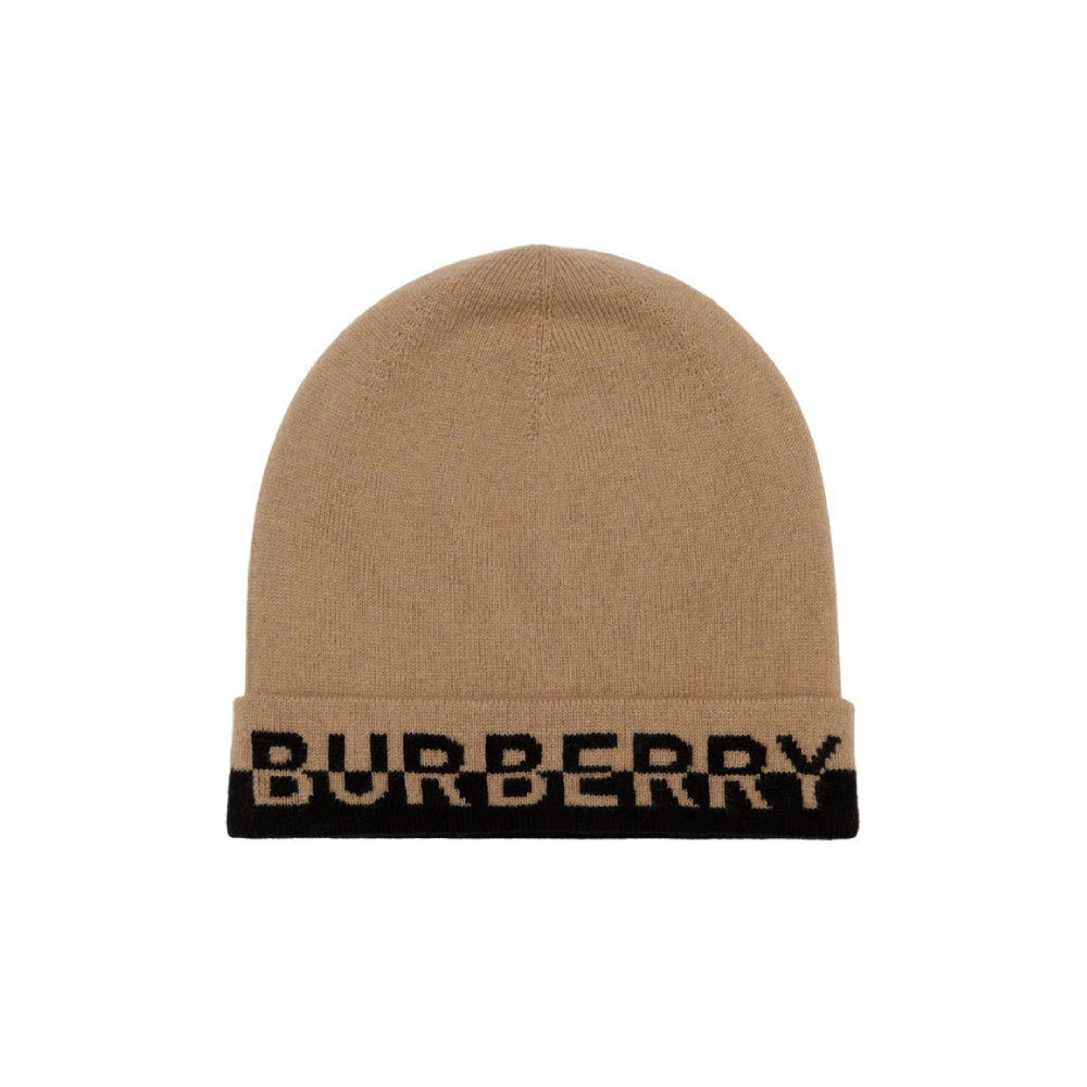 Burberry Embroidered Logo Knitted Beanie Brown