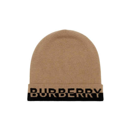 Burberry Embroidered Logo Knitted Beanie Brown