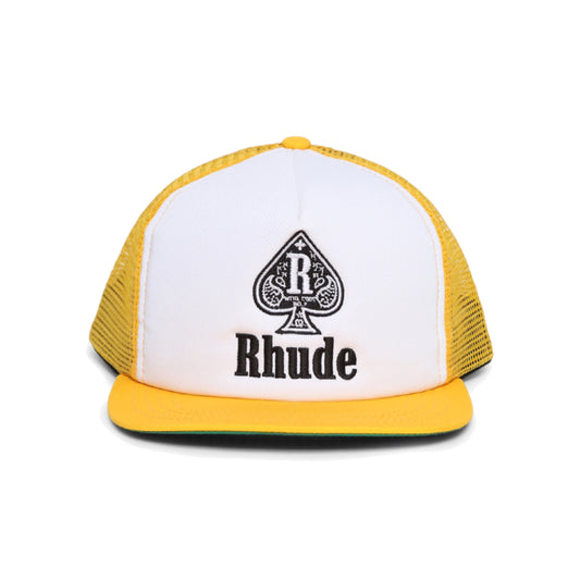 Rhude Spade Trucker Hat Yellow/White