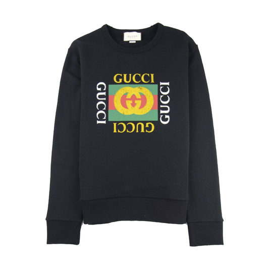 Gucci Interlocking G Logo Loopback Crewneck Sweater Black