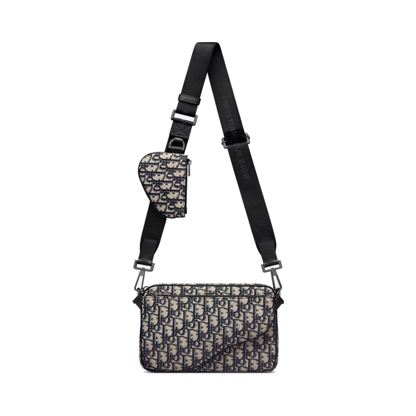 Dior Saddle Triple Pouch Oblique Jacquard Beige and Black