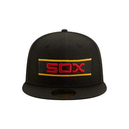 New Era Black Chicago White Sox 75th Anniversary Gold Undervisor 59FIFTY Fitted Hat (Size 8)