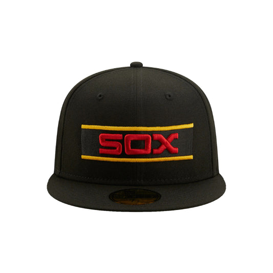 New Era Black Chicago White Sox 75th Anniversary Gold Undervisor 59FIFTY Fitted Hat (Size 8)
