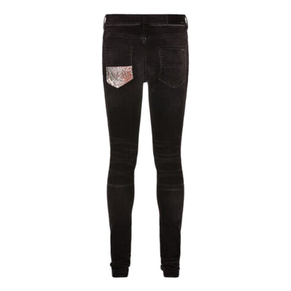 Amiri Hibiscus Artpatch Jeans Aged Black