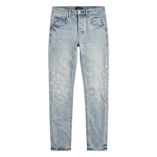 Purple Brand Monogram Jeans Light Blue