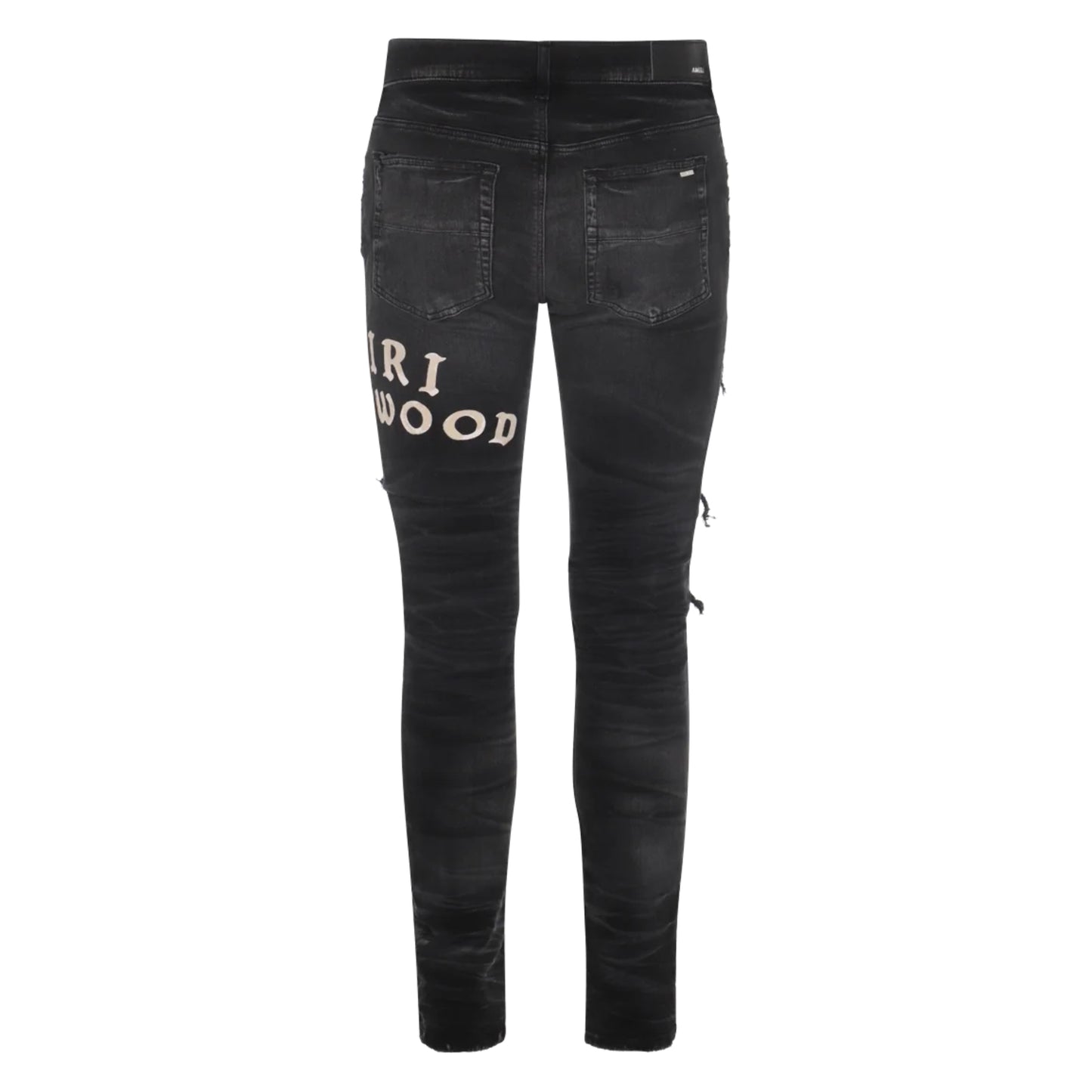 Amiri Hollywood Logo Repaired Jeans Black