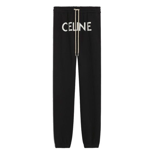 Celine Cotton Fleece Track Pants Black/White