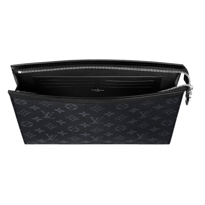 Louis Vuitton Monogram Pochette Voyage MM Eclipse Canvas Bag Black