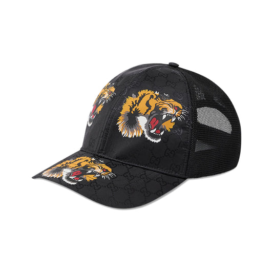 Gucci GG Baseball Hat With Tiger Print Black