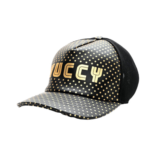 Gucci x Sega Guccy Stars Leather Hat Black Gold (Size 58 cm)