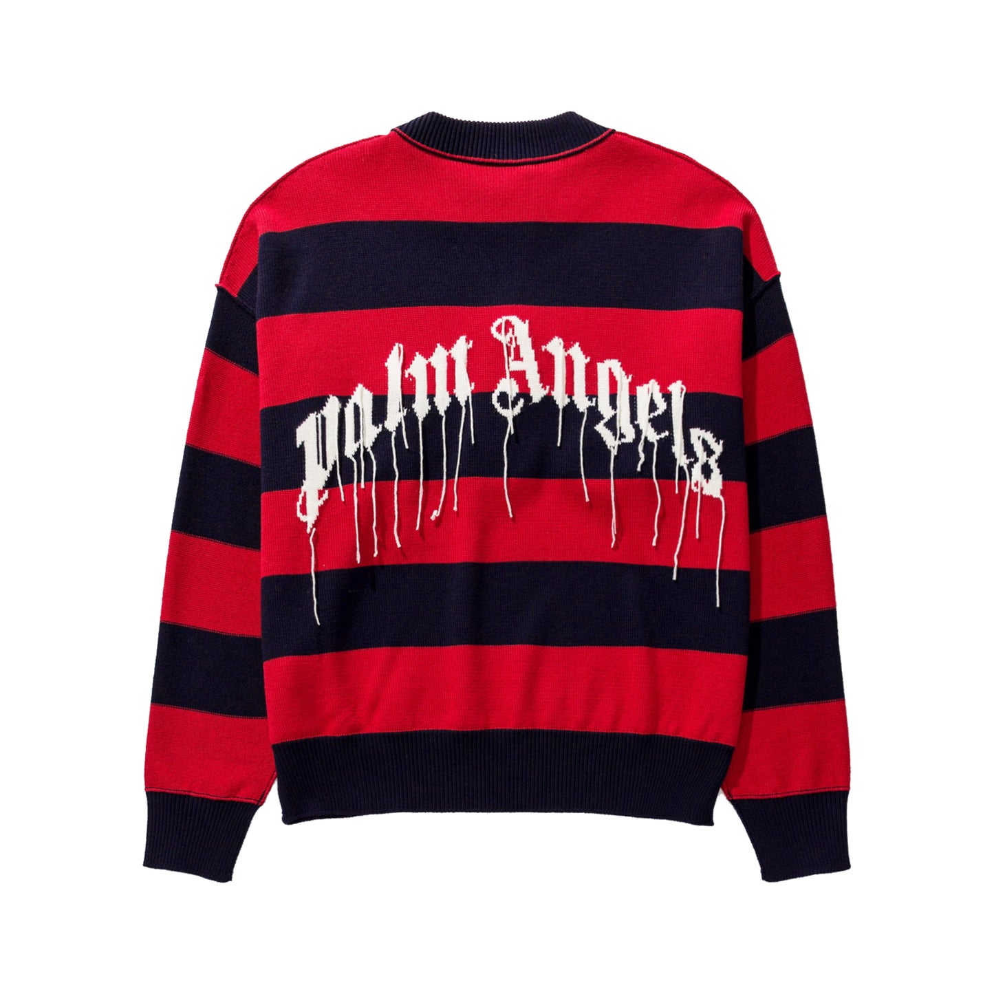 Palm Angels Bear Stripes Crewneck Sweater Navy Blue/Brown