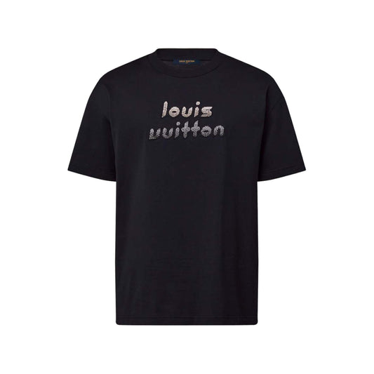Louis Vuitton Bead-Embroidered Cotton T-Shirt Black