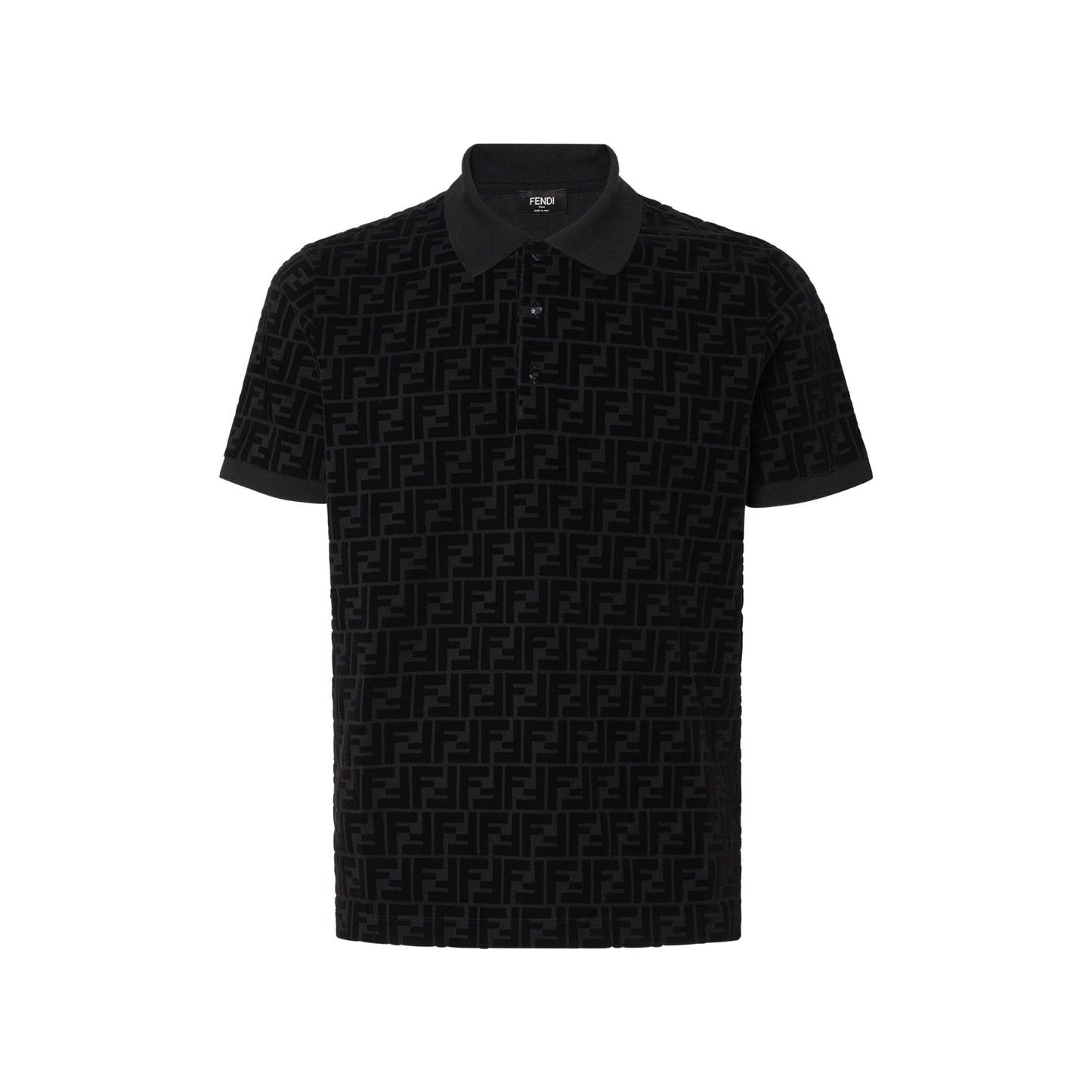 Fendi FF Monogram Jersey Polo Shirt Black