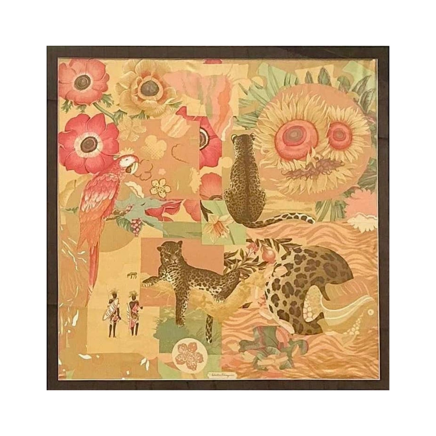 Salvatore Ferragamo Leopard In Garden Floral Silk Scarf
