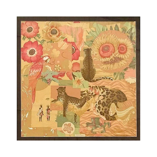Salvatore Ferragamo Leopard In Garden Floral Silk Scarf