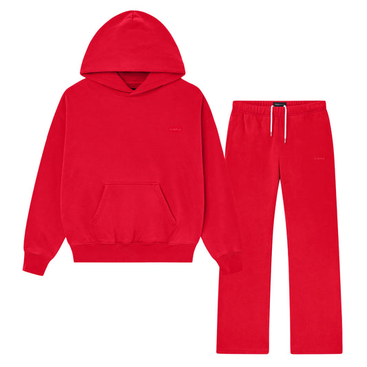 Purple Brand Basic Full Set Tracksuit Red