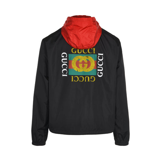 Gucci Back Logo Printing Nylon Jacket Black